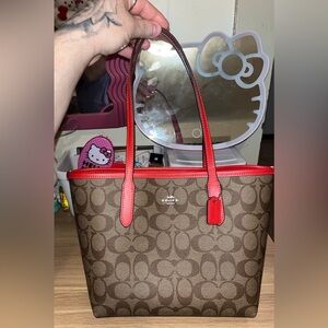 BRAND NEW MIAMI RED COACH MINI CITY TOTE.